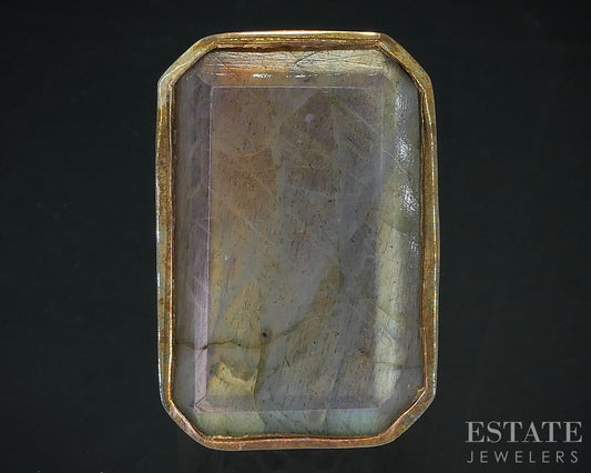 Sterling Silver Natural Labradorite Ladies Large Cocktail Ring 13.7g i18716