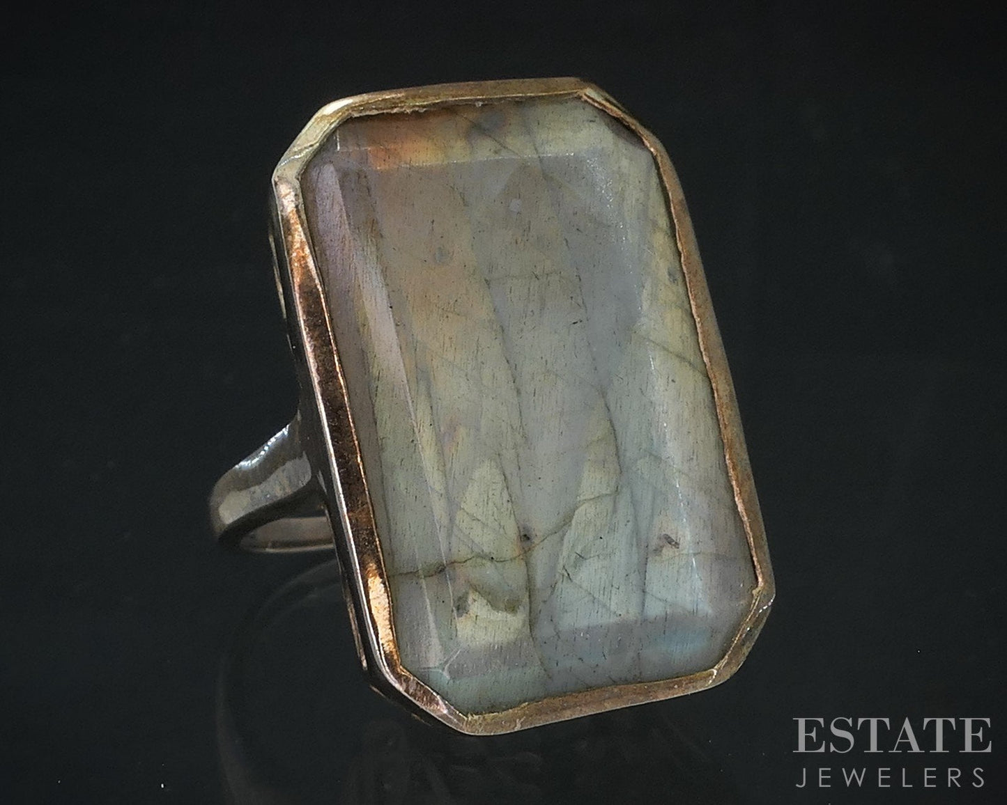 Sterling Silver Natural Labradorite Ladies Large Cocktail Ring 13.7g i18716