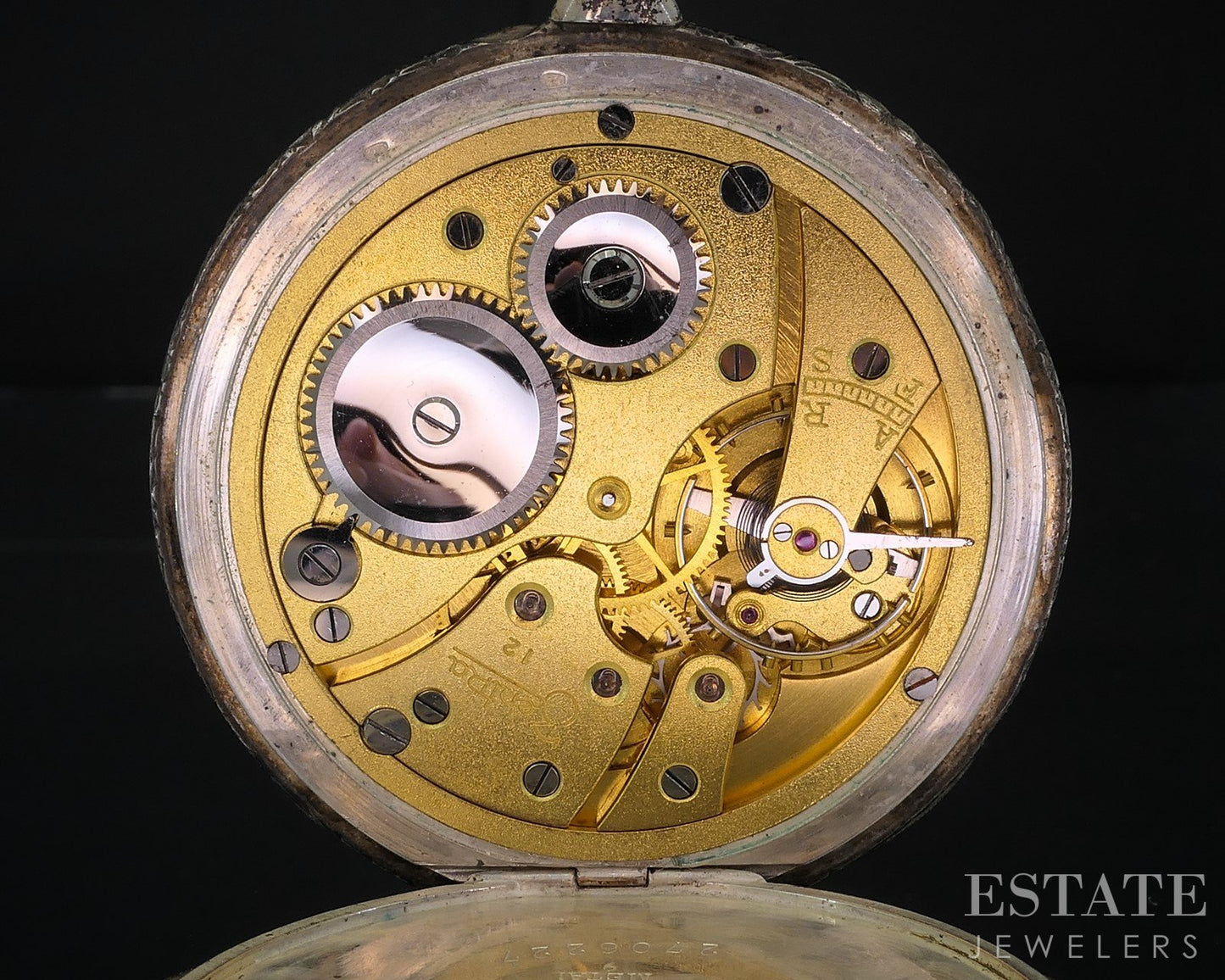 Antique 800 Silver Zentra Checkerboard Dial Pocket Watch i18705