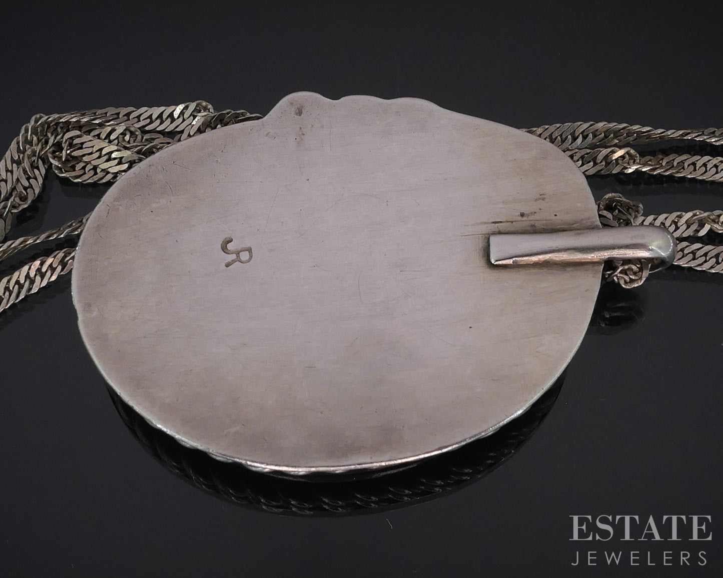 Vintage Sterling Natural Turquoise Navajo Jerry Roan Large Necklace 43g i18704