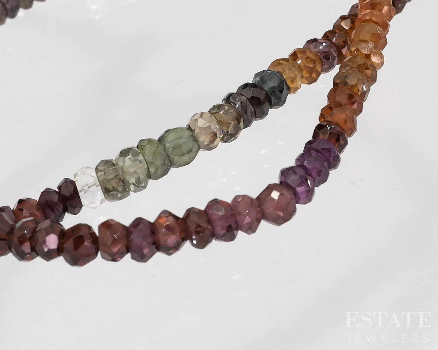 Sterling Multi Colored Sapphire Beaded Necklace & Bracelet Set 22g i18745