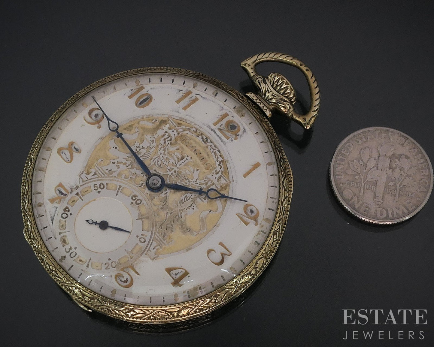 Antique Gold Filled Illinois Abe Lincoln 19j Fancy Dial Pocket Watch i18739