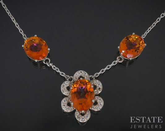 Sterling Silver Natural Sunrise Mystic & White Topaz Ladies Necklace 11g i18735