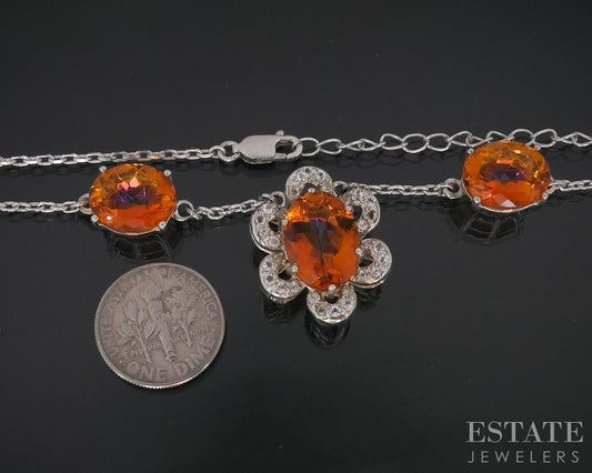 Sterling Silver Natural Sunrise Mystic & White Topaz Ladies Necklace 11g i18735