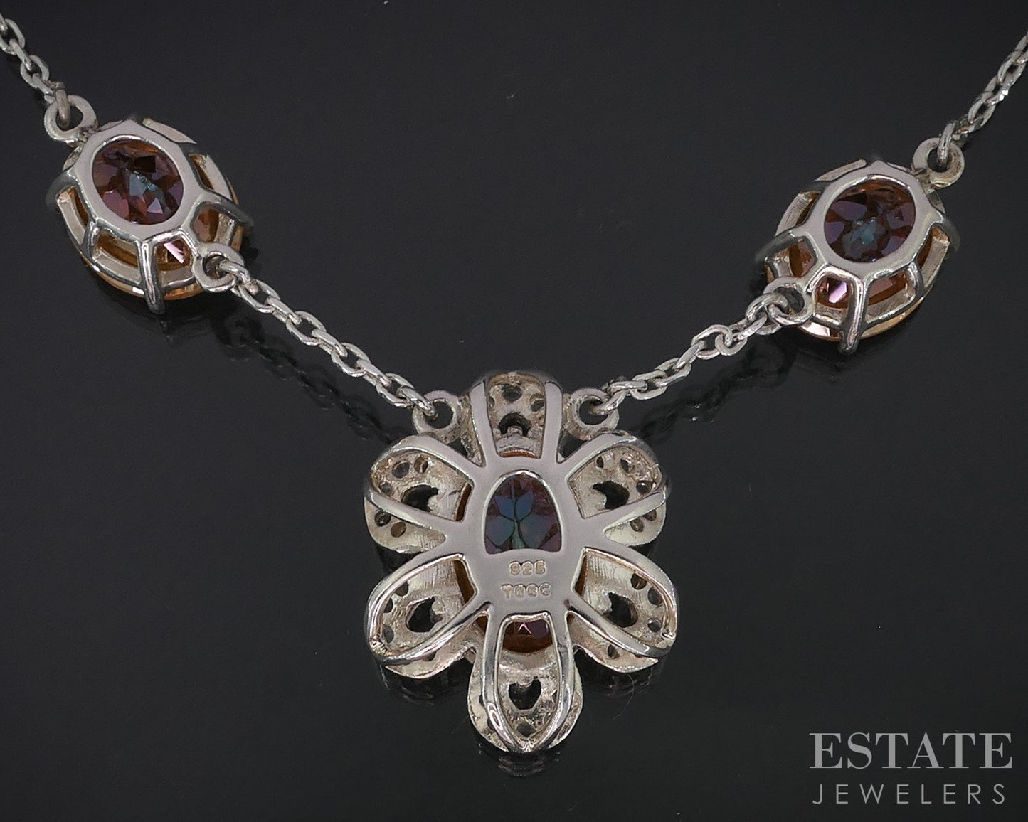 Sterling Silver Natural Sunrise Mystic & White Topaz Ladies Necklace 11g i18735