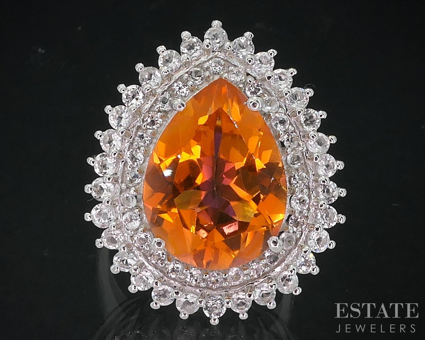 Sterling Silver Natural Sunrise Mystic & White Topaz Cocktail Ring 6.8g i18731