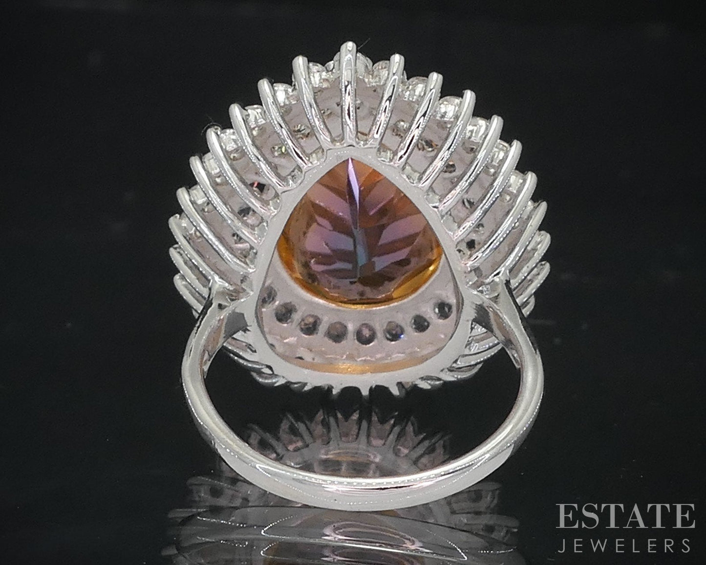 Sterling Silver Natural Sunrise Mystic & White Topaz Cocktail Ring 6.8g i18731