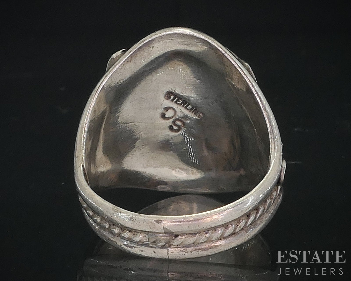Vintage Sterling Natural Turquoise Navajo Sharon Cisco Mens Ring 12.3g i18729