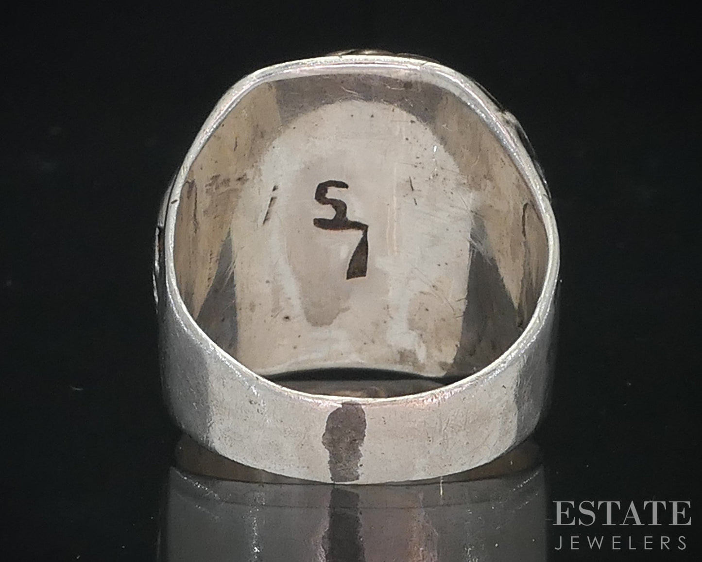 Vintage Sterling Natural Turquoise Navajo Larry Sandoval Mens Ring 11g i18728