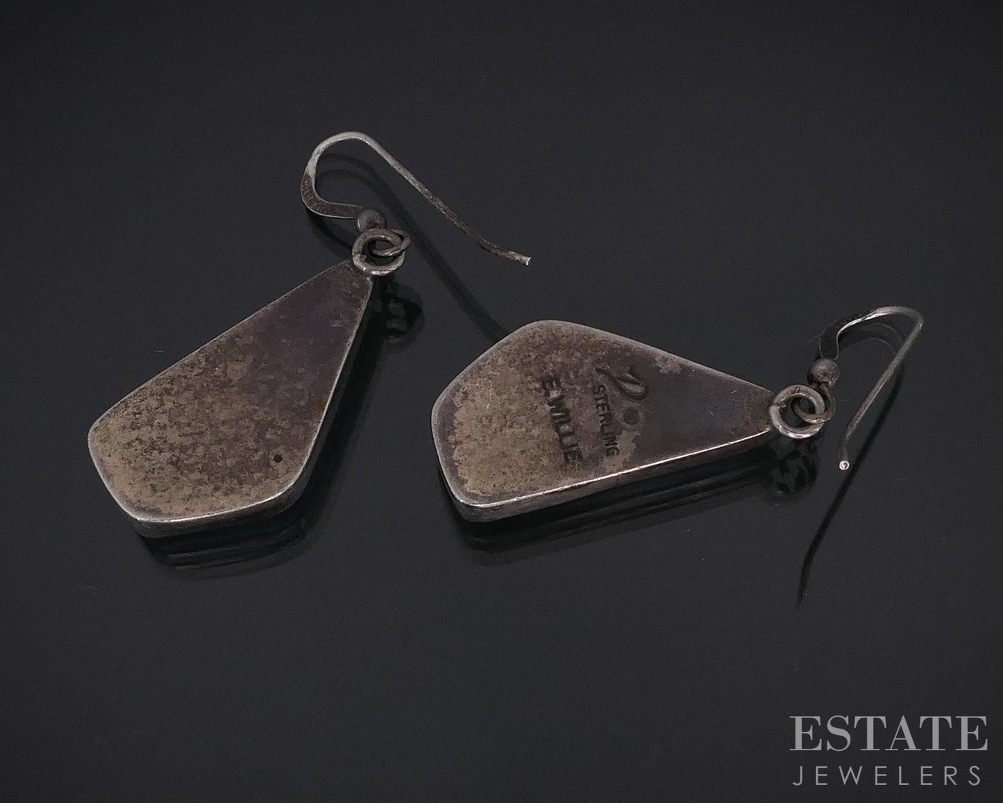 Sterling Natural Turquoise Navajo E. Willie for Joe Delgarito Earrings 9g i18726