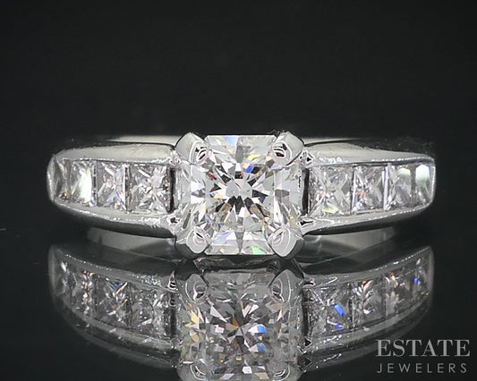 14k White Gold Lucere Natural 1.00ctw Diamond Engagement Ring 5.1g i18824