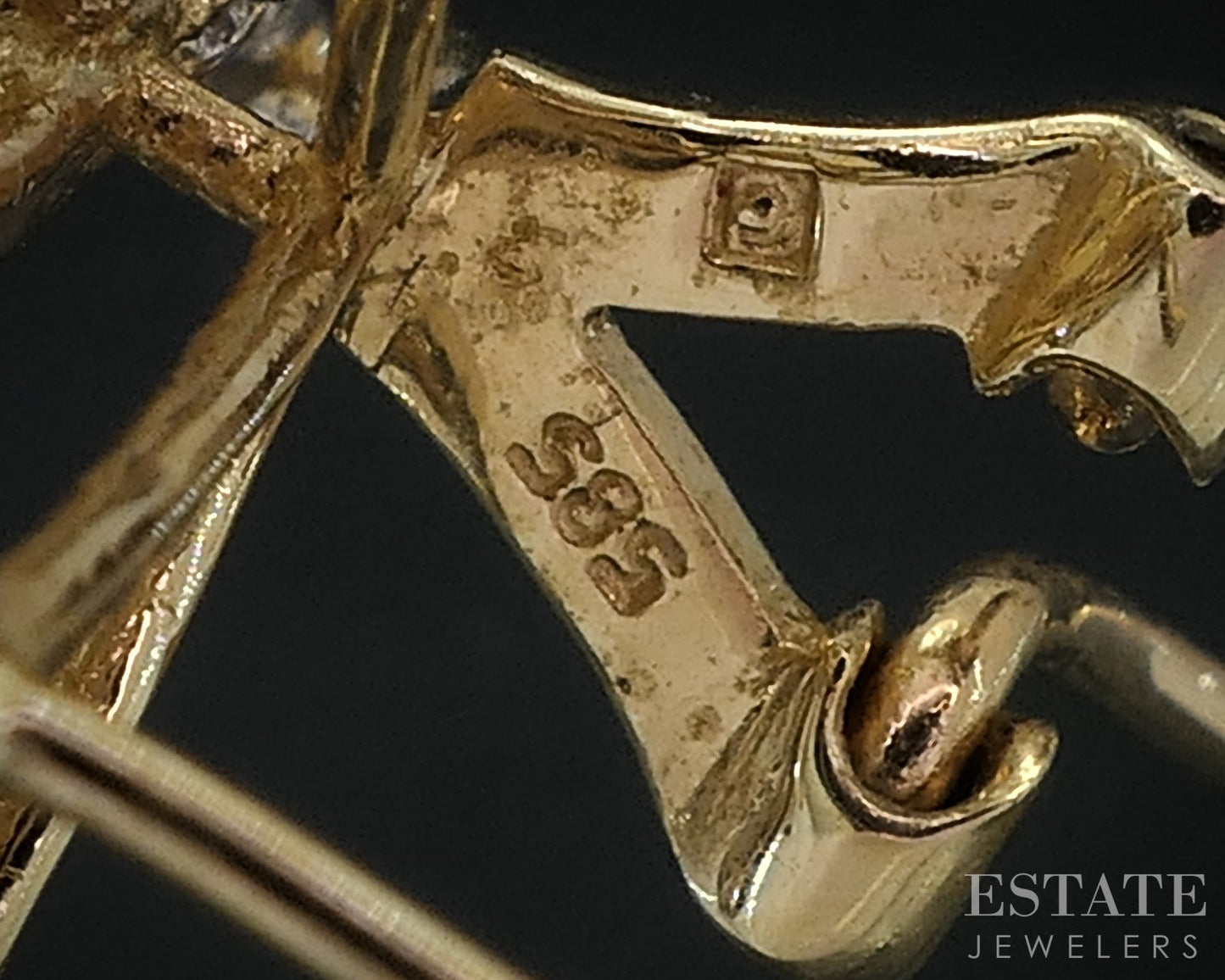 Vintage 14k Yellow Gold 7mm Akoya Pearl Omega Back Cluster Earrings 10.4g i18815