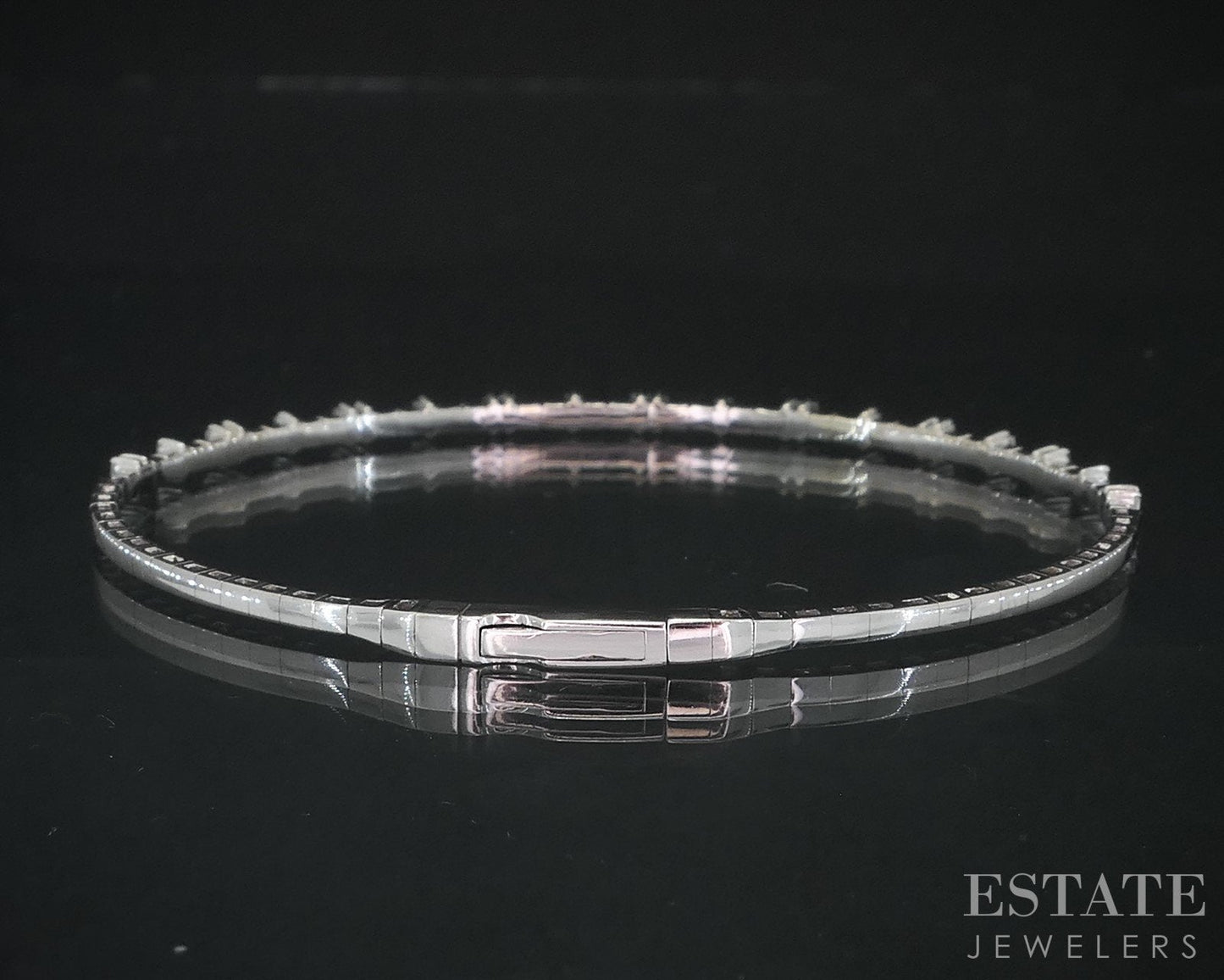14k White Gold Natural .43ctw Diamond Flex Bangle Bracelet 5.7g i18816