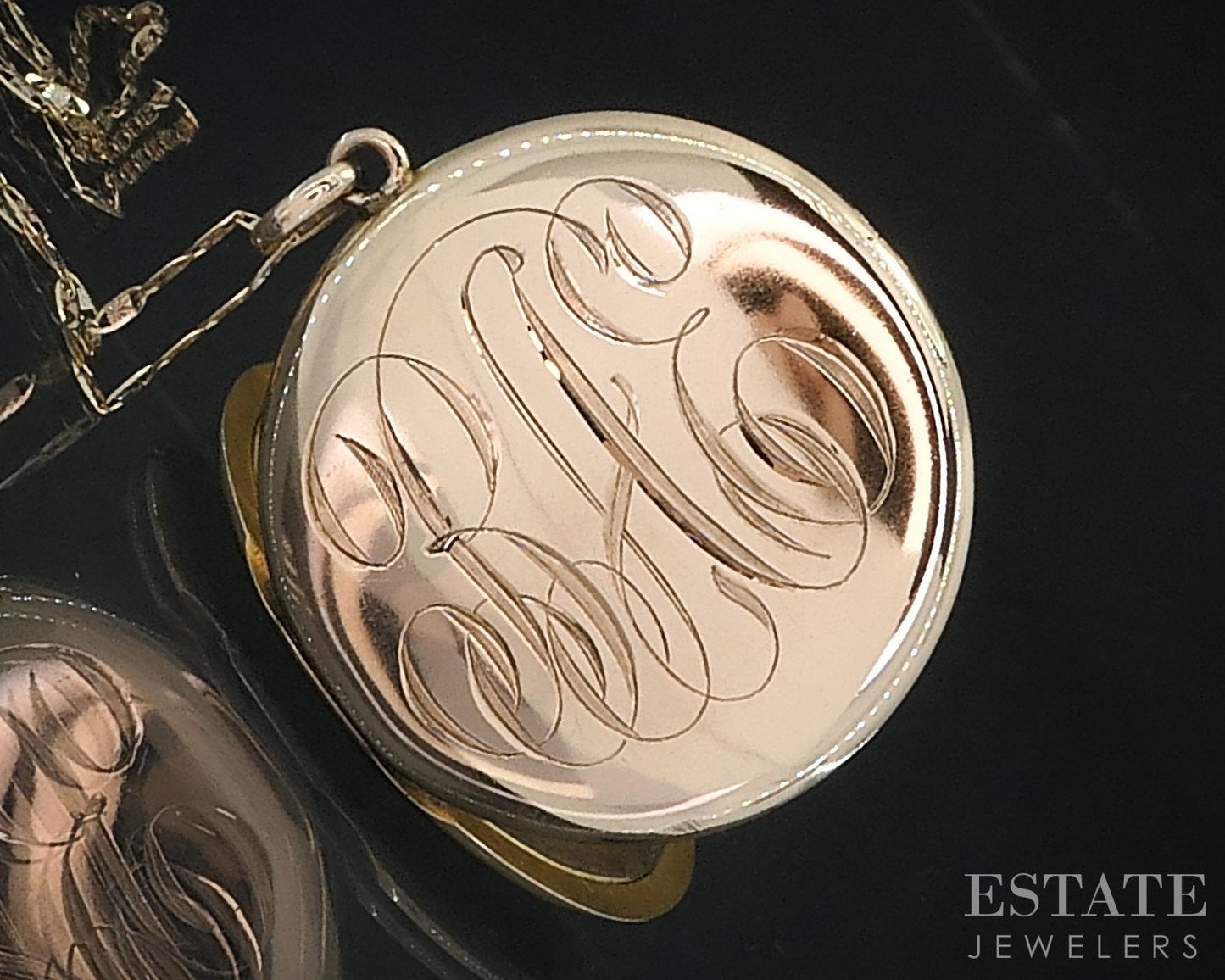 Antique 10k Yellow Gold European Cut Diamond Circle Locket Necklace 10.8g i18819