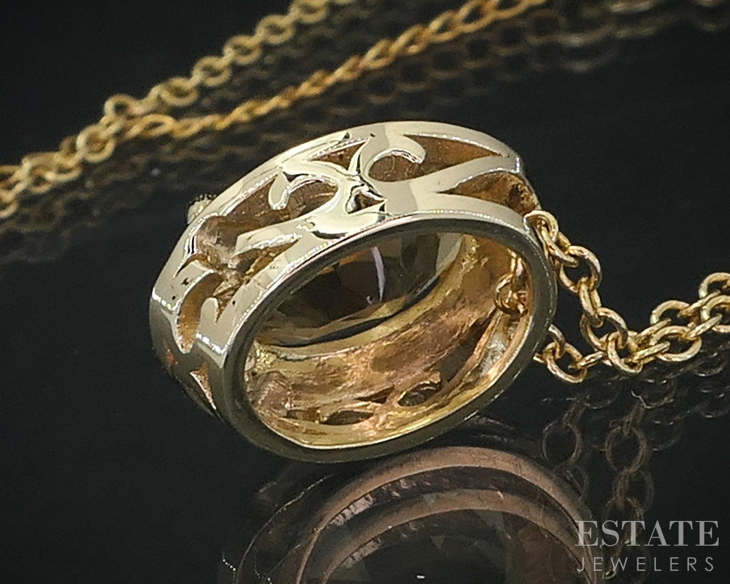 14k Yellow Gold Natural Citrine & Diamond Ladies Necklace 4.2g 18"L i18811