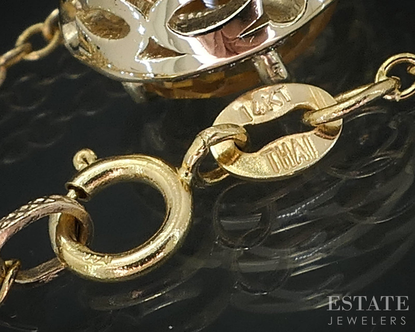 14k Yellow Gold Natural Citrine & Diamond Ladies Necklace 4.2g 18"L i18811