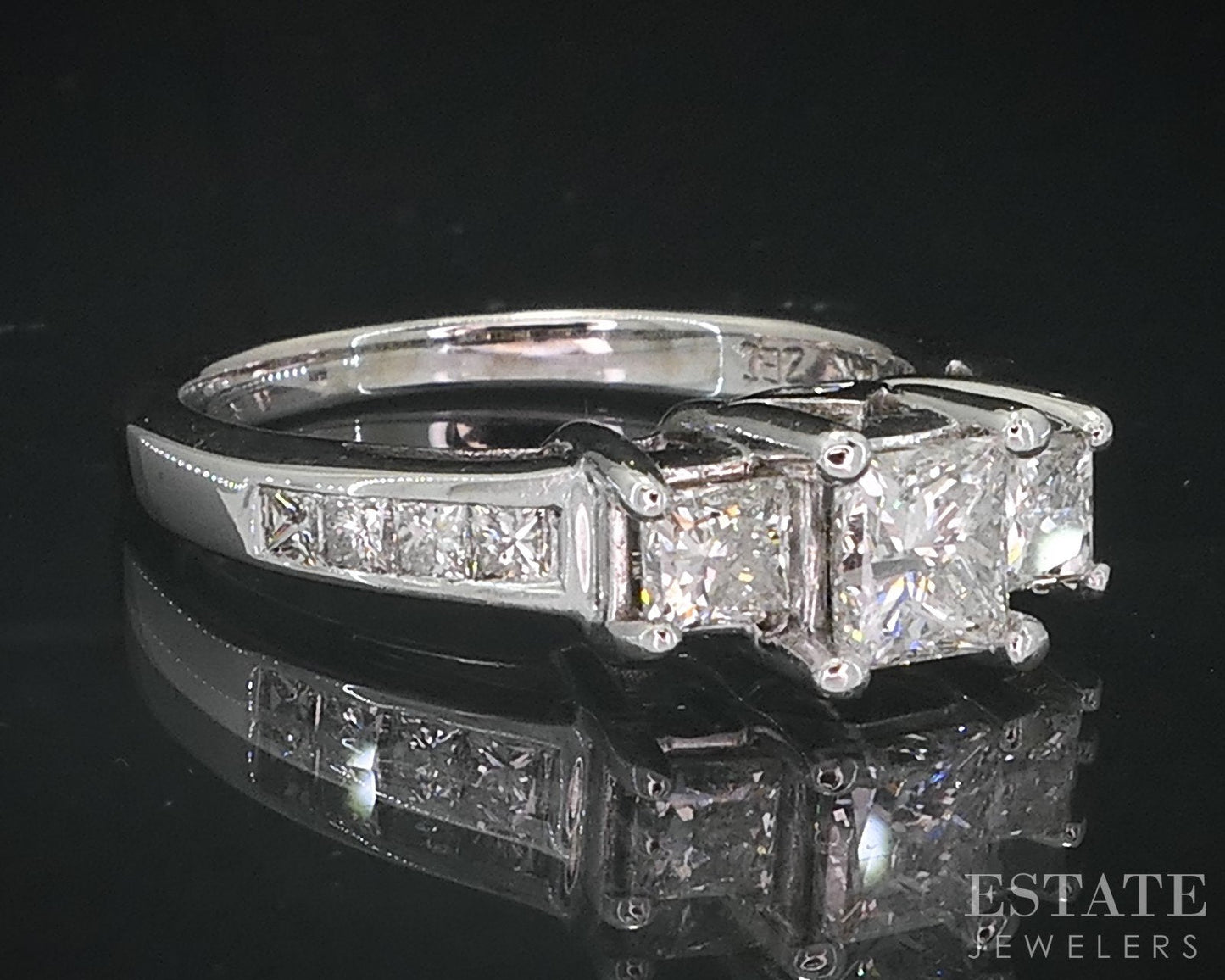 14k White Gold Princess Natural 1ctw Diamond Engagement Ring 4.5g i18804