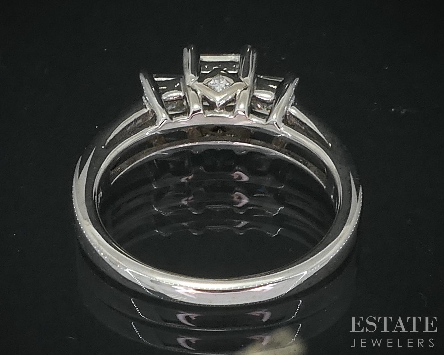 14k White Gold Princess Natural 1ctw Diamond Engagement Ring 4.5g i18804