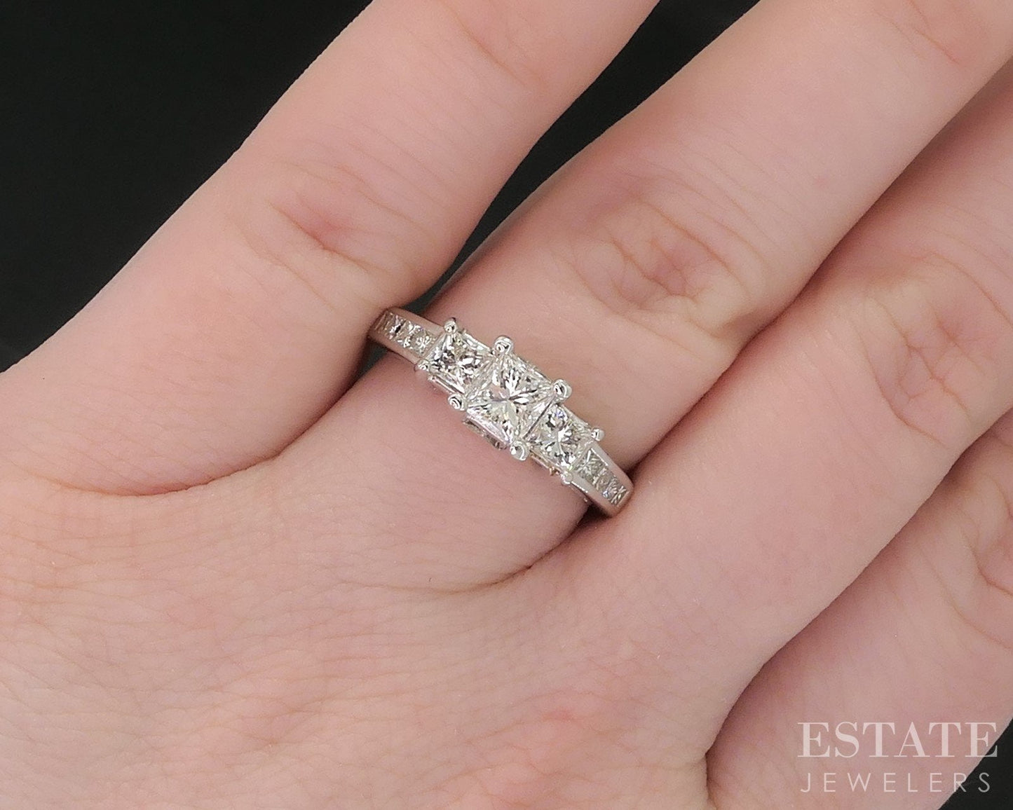 14k White Gold Princess Natural 1ctw Diamond Engagement Ring 4.5g i18804