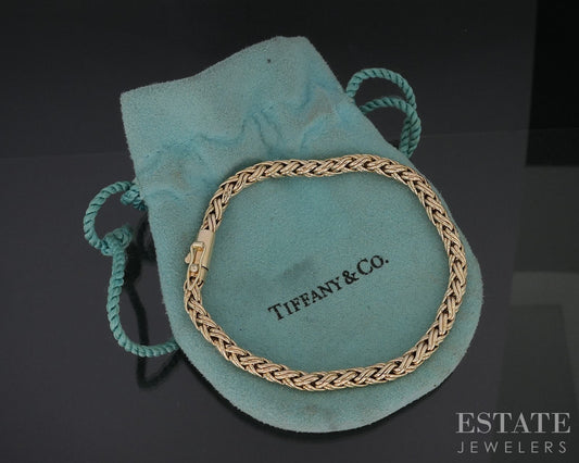 14k Yellow Gold Tiffany & Co. Russian Braided Woven Bracelet 10.5g 7.5"L i18801