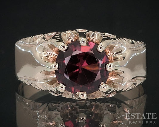 Antique Victorian 9k Yellow Gold Natural Pink Spinel Belcher Ring 4.2g i18831