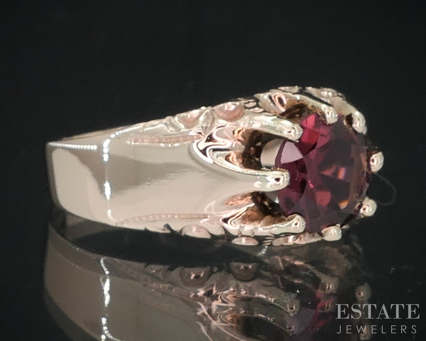 Antique Victorian 9k Yellow Gold Natural Pink Spinel Belcher Ring 4.2g i18831