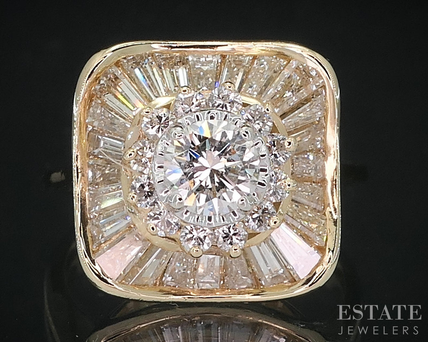 Vintage 18k Yellow Gold Natural 1.30ctw Diamond Cocktail Ring 4.9g i18847