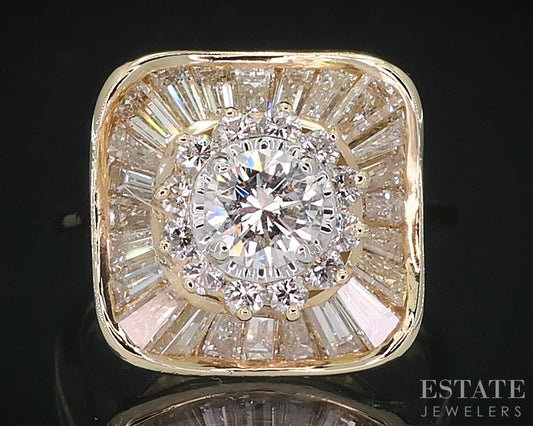 Vintage 18k Yellow Gold Natural 1.30ctw Diamond Cocktail Ring 4.9g i18847