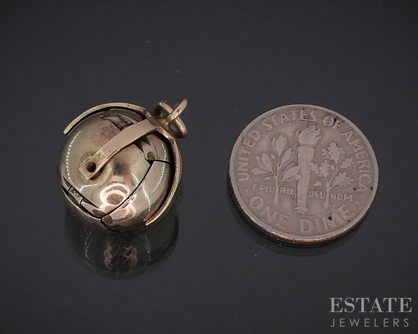 Antique 9k Yellow Gold Masonic Foldable Ball Cross Charm Pendant 6.5g i18843