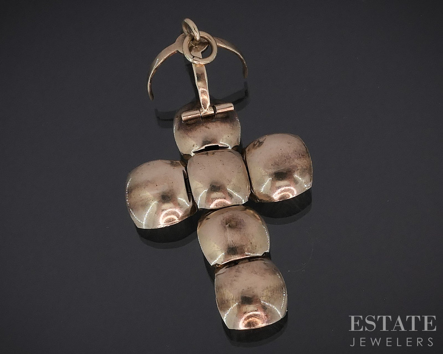 Antique 9k Yellow Gold Masonic Foldable Ball Cross Charm Pendant 6.5g i18843