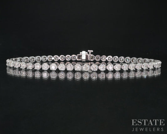14k White Gold Round Natural 2.65ctw Diamond Tennis Bracelet 9.8g 7"L i18833