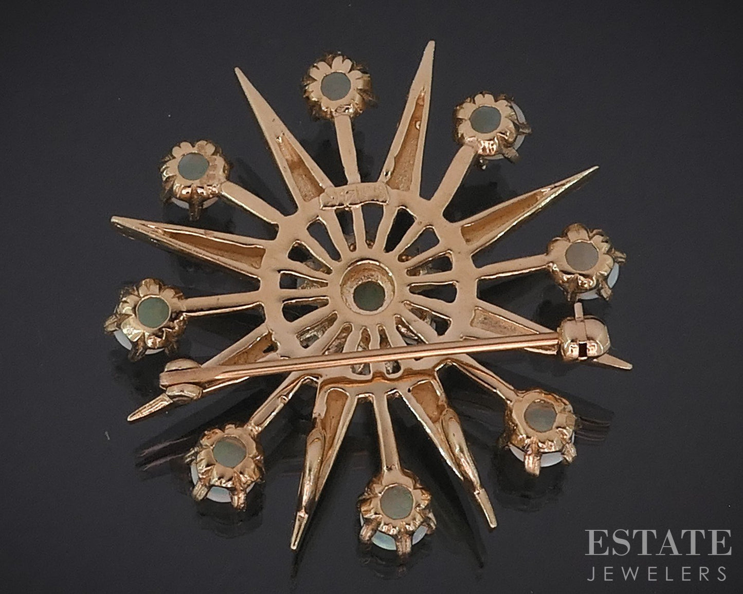 Vintage 14k Yellow Gold Natural Opal Starburst Pin Pendant 9.8g i18846