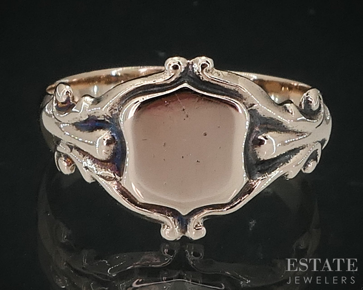 Antique Victorian 10k Yellow Gold Ladies Signet Band Ring 1.9g i18830
