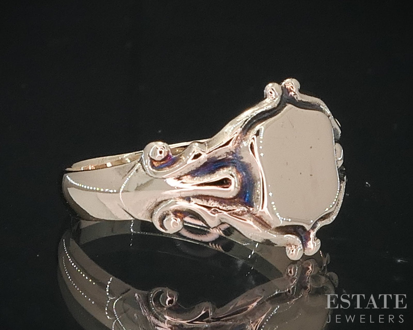 Antique Victorian 10k Yellow Gold Ladies Signet Band Ring 1.9g i18830