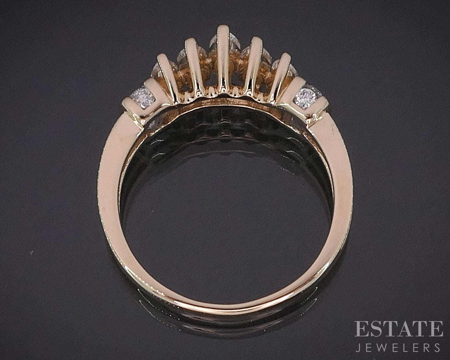 14k Yellow Gold Marquise Natural .61ctw Diamond Ladies Band Ring 4.4g i18834