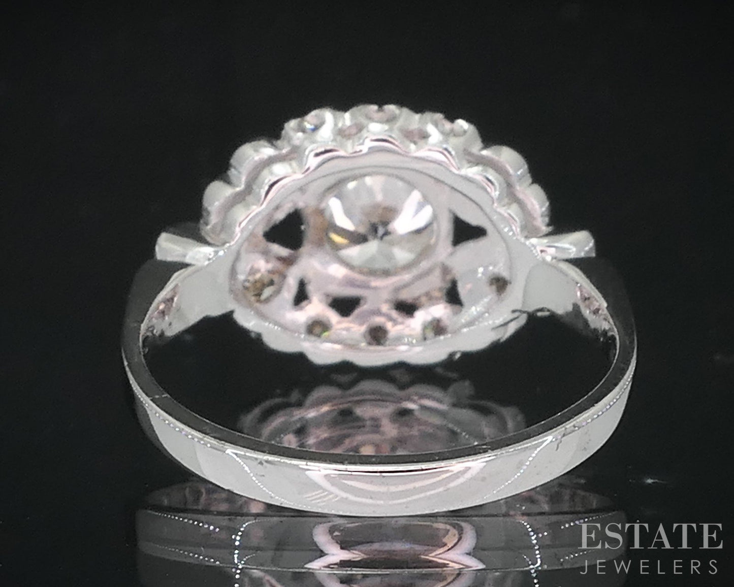 Antique White Gold Transitional Natural .87ctw Diamond Engagement Ring i18838