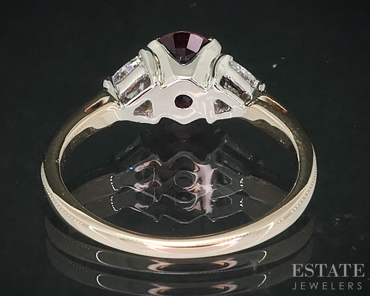 14k Yellow Gold Oval Cut Natural Ruby & Diamond Ladies Ring 2.4g p78994