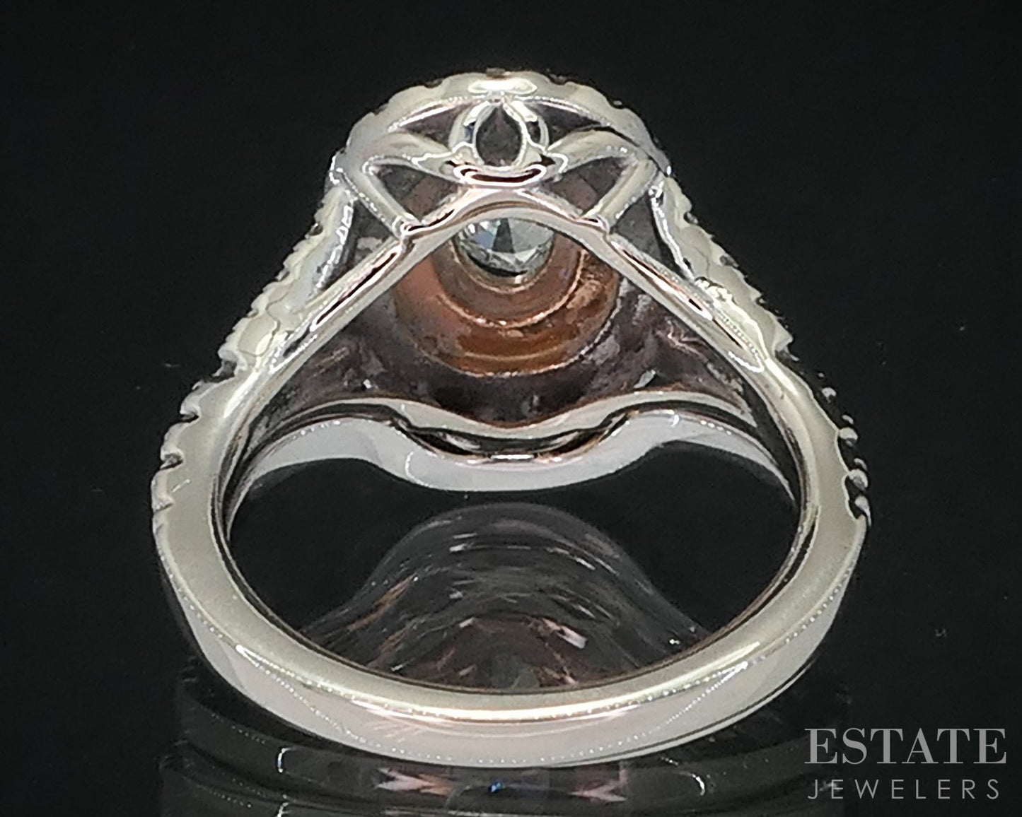 14k White Gold Oval GIA Natural 1.00ctw Diamond Halo Wedding Set 6.4g i18827