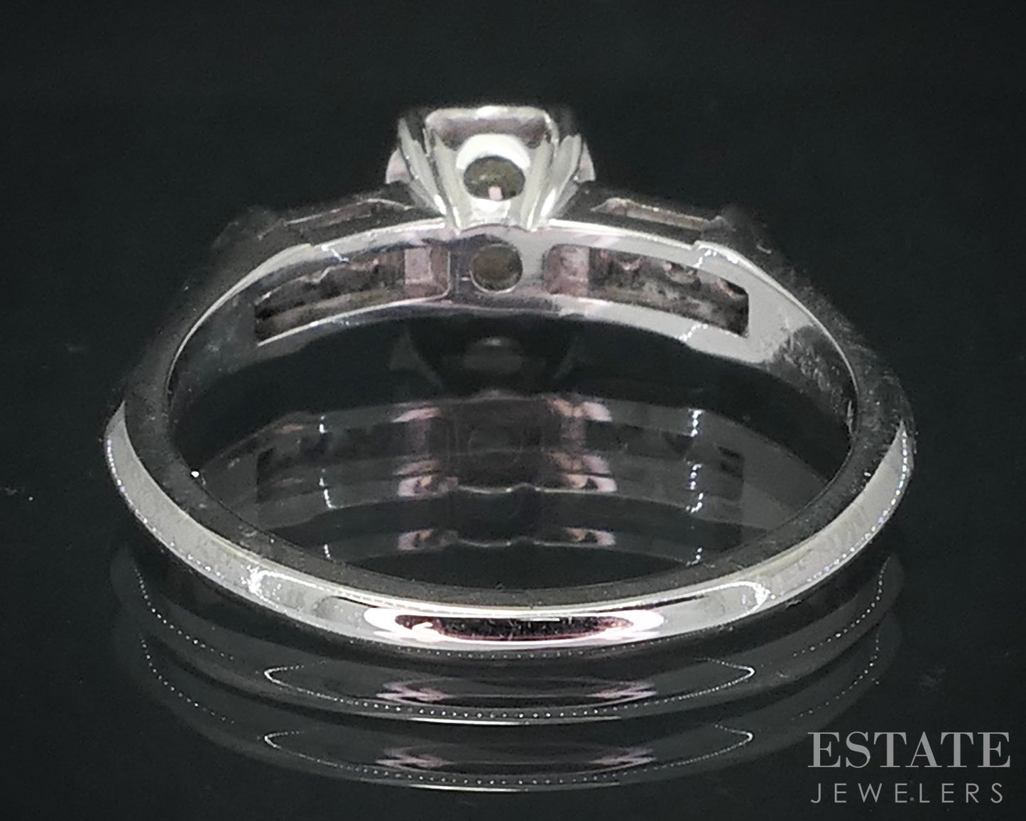 Vintage 18k White Gold Round Natural .33ctw Diamond Engagement Ring 2.9g i18858