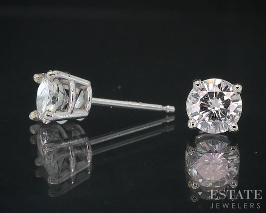14k White Gold Round Natural .76ctw Diamond Stud Earrings i18855