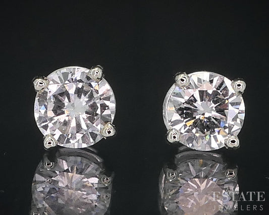 14k White Gold Round Natural .76ctw Diamond Stud Earrings i18855
