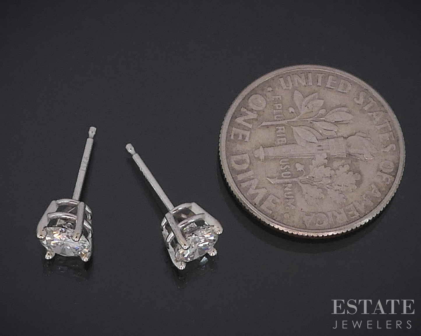 14k White Gold Round Natural .76ctw Diamond Stud Earrings i18855