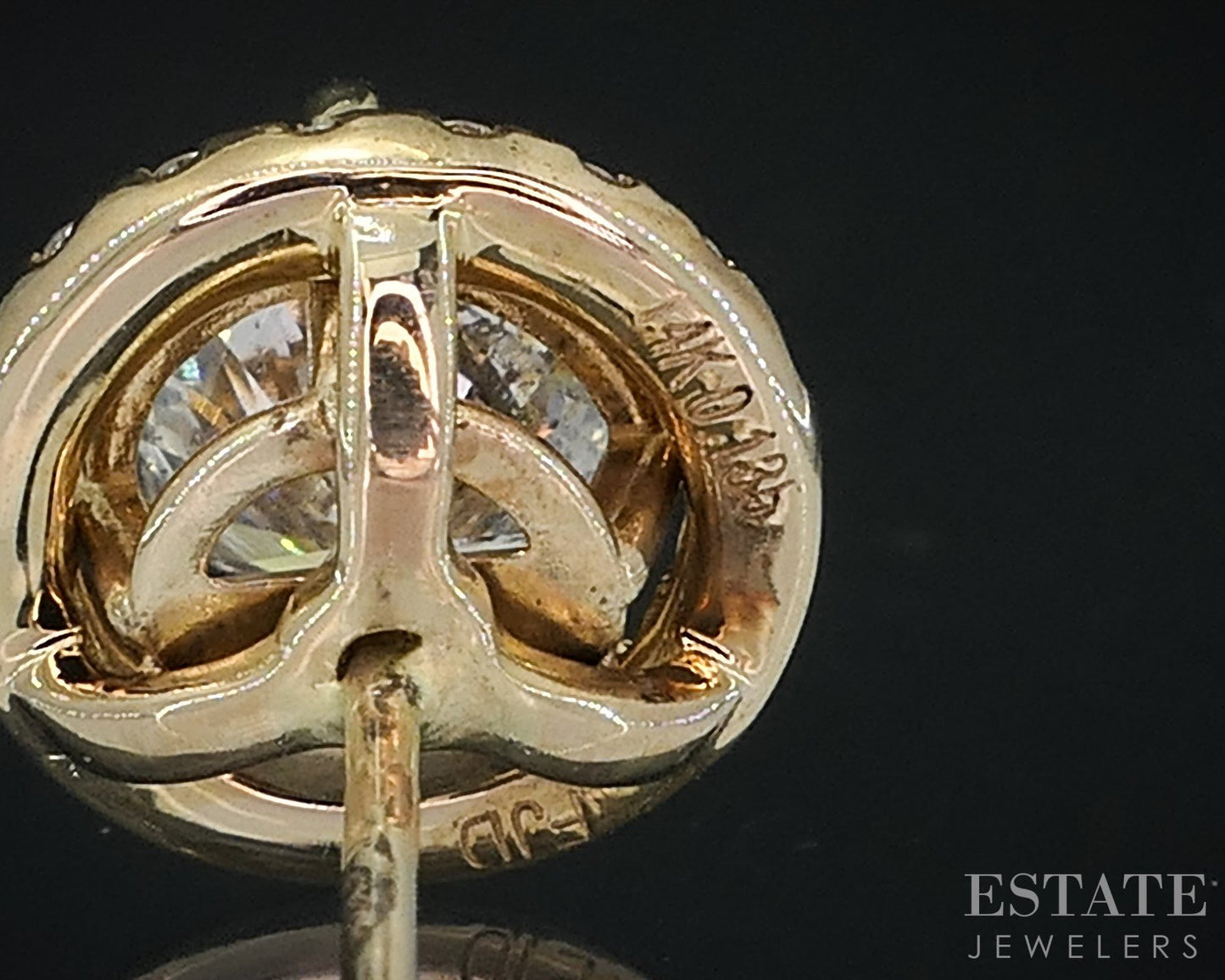 14k Yellow Gold Round Natural 1.82ctw Diamond Halo Stud Earrings 2.1g i18860