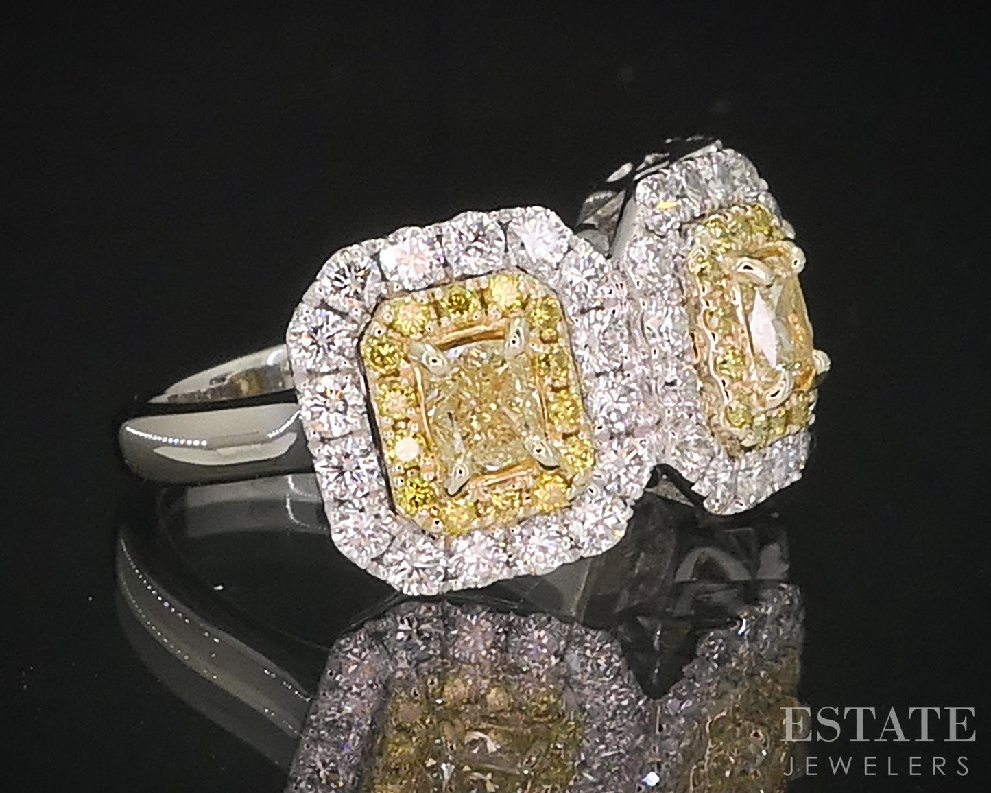 14k White Gold Natural 1.28ctw Fancy Yellow Diamond Engagement Ring 4.3g i18881
