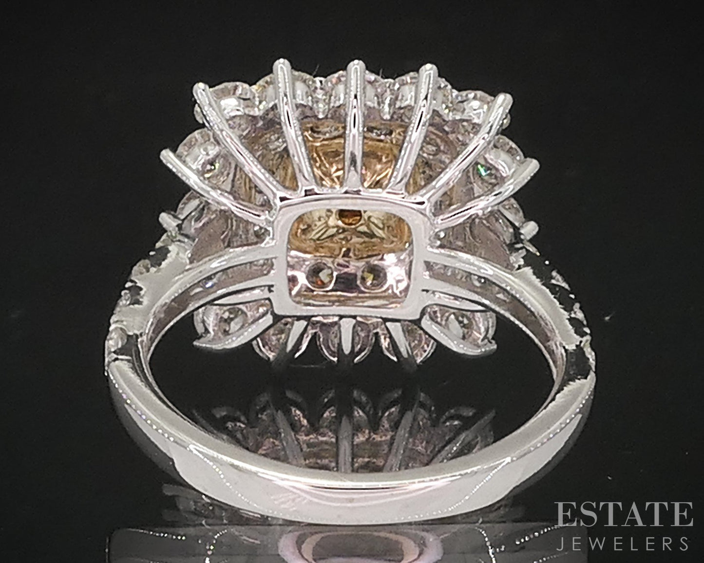 14k White Gold Natural Spessartine Garnet & Diamond Cocktail Ring 4.7g i18875