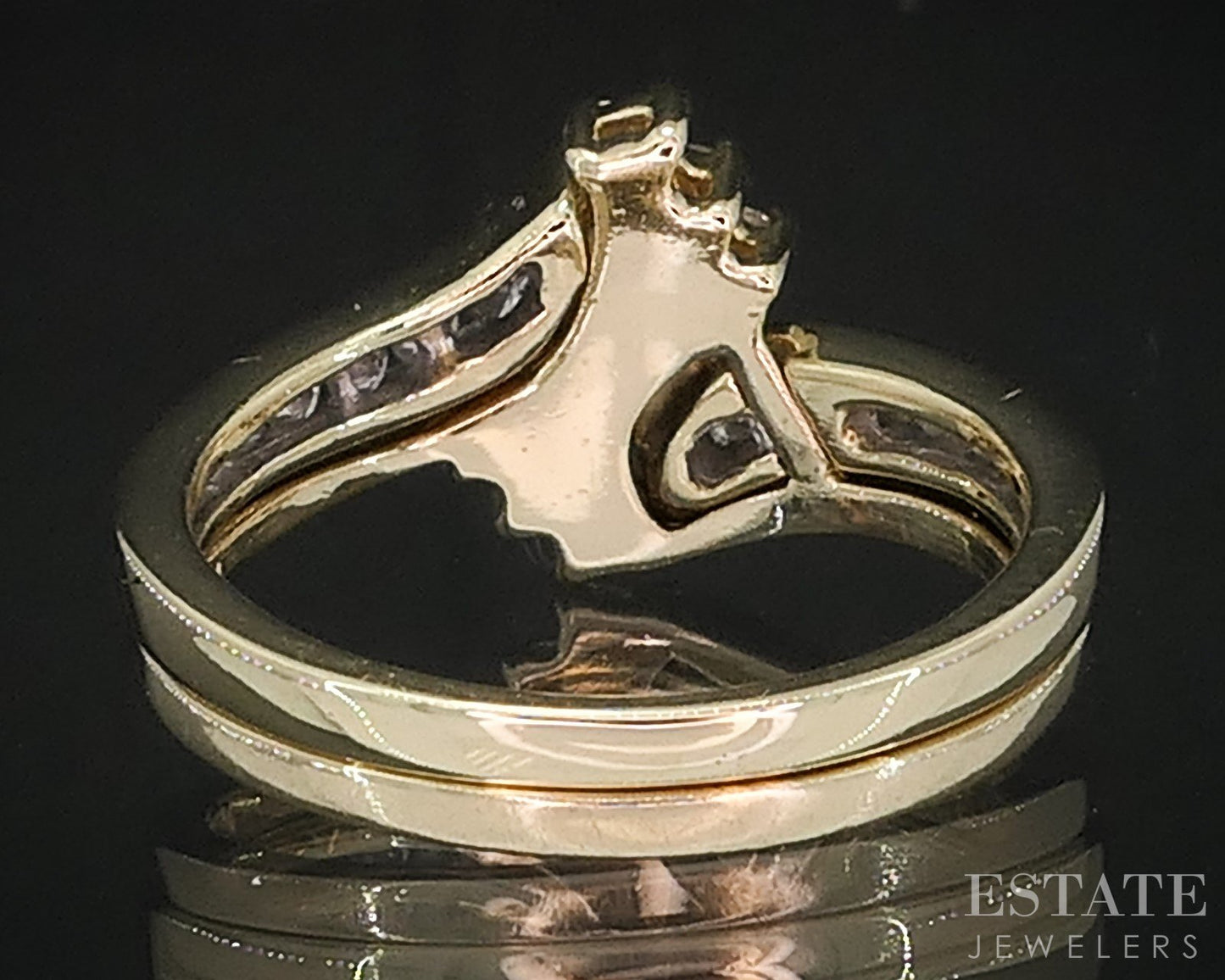 14k Yellow Gold Marquise Natural .36ctw Diamond Ladies Wedding Set 4.5g i18874