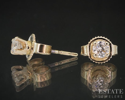 14k Yellow Gold Round Natural .16ctw Diamond Stud Earrings i18891