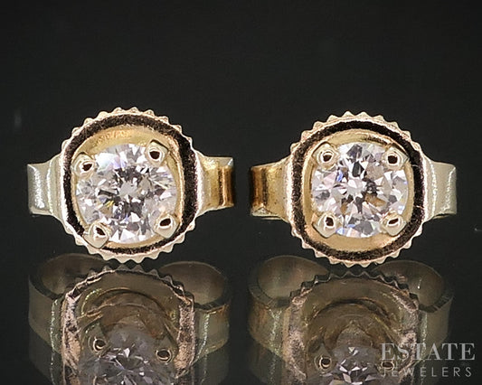 14k Yellow Gold Round Natural .16ctw Diamond Stud Earrings i18891