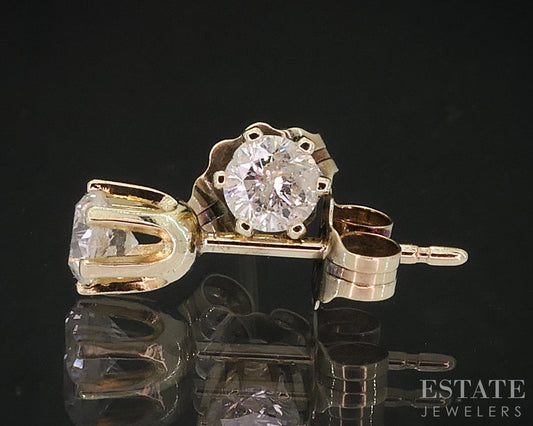 14k Yellow Gold Round Natural .24ctw Diamond Stud Earrings i18876
