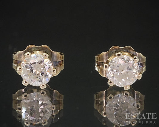 14k Yellow Gold Round Natural .24ctw Diamond Stud Earrings i18876